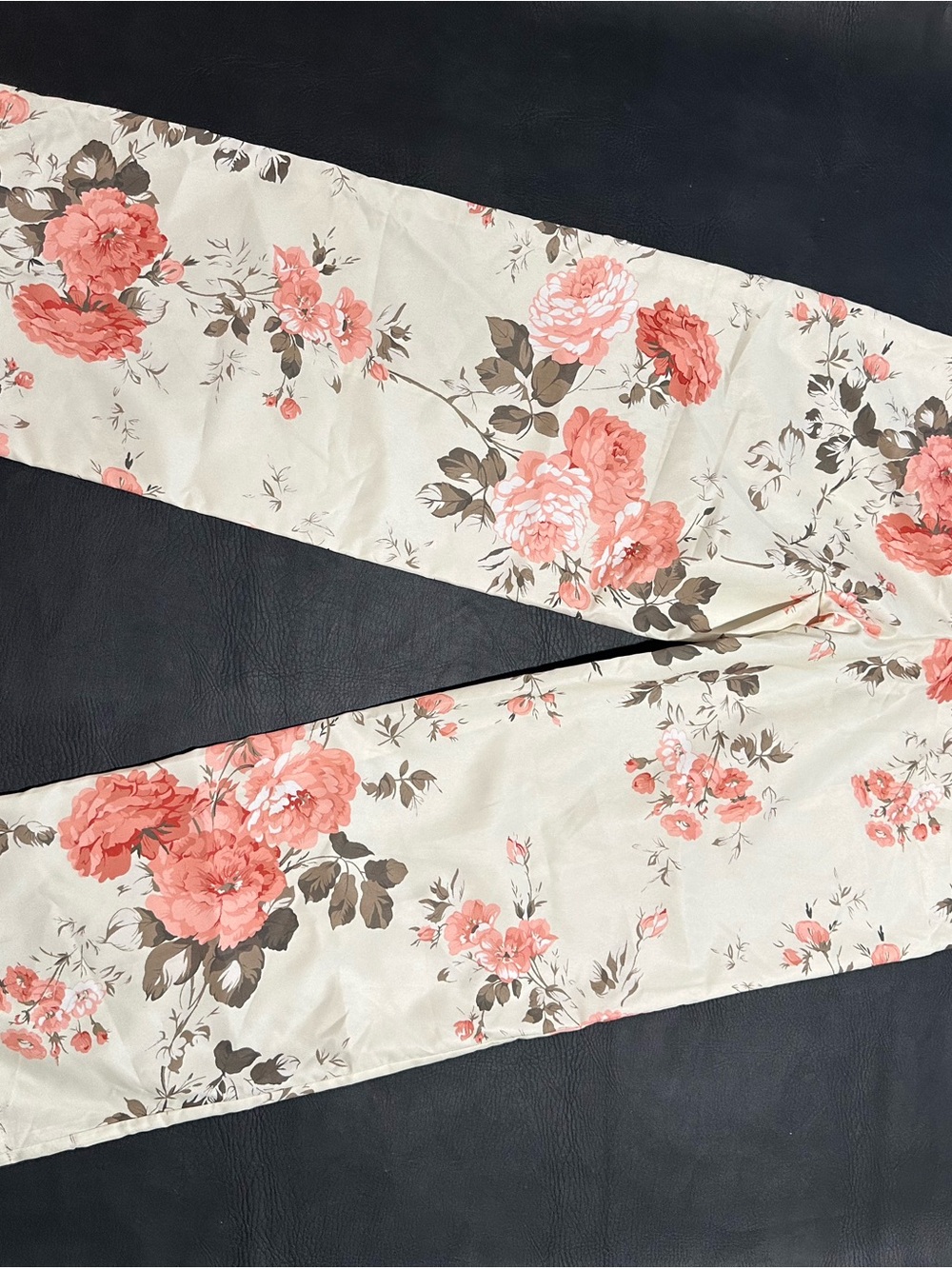 SHEIN Cream & Coral Floral Pantsuit Pants